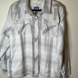 Tec-One Explorer Women's Snap up Shacket‎ Size XL (14/16) Gray and white Plaid